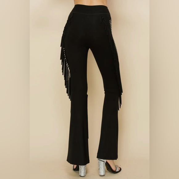 Vocal NWT Swirl Fringe Stone Bell Bottom Leggings - Picture 4 of 4